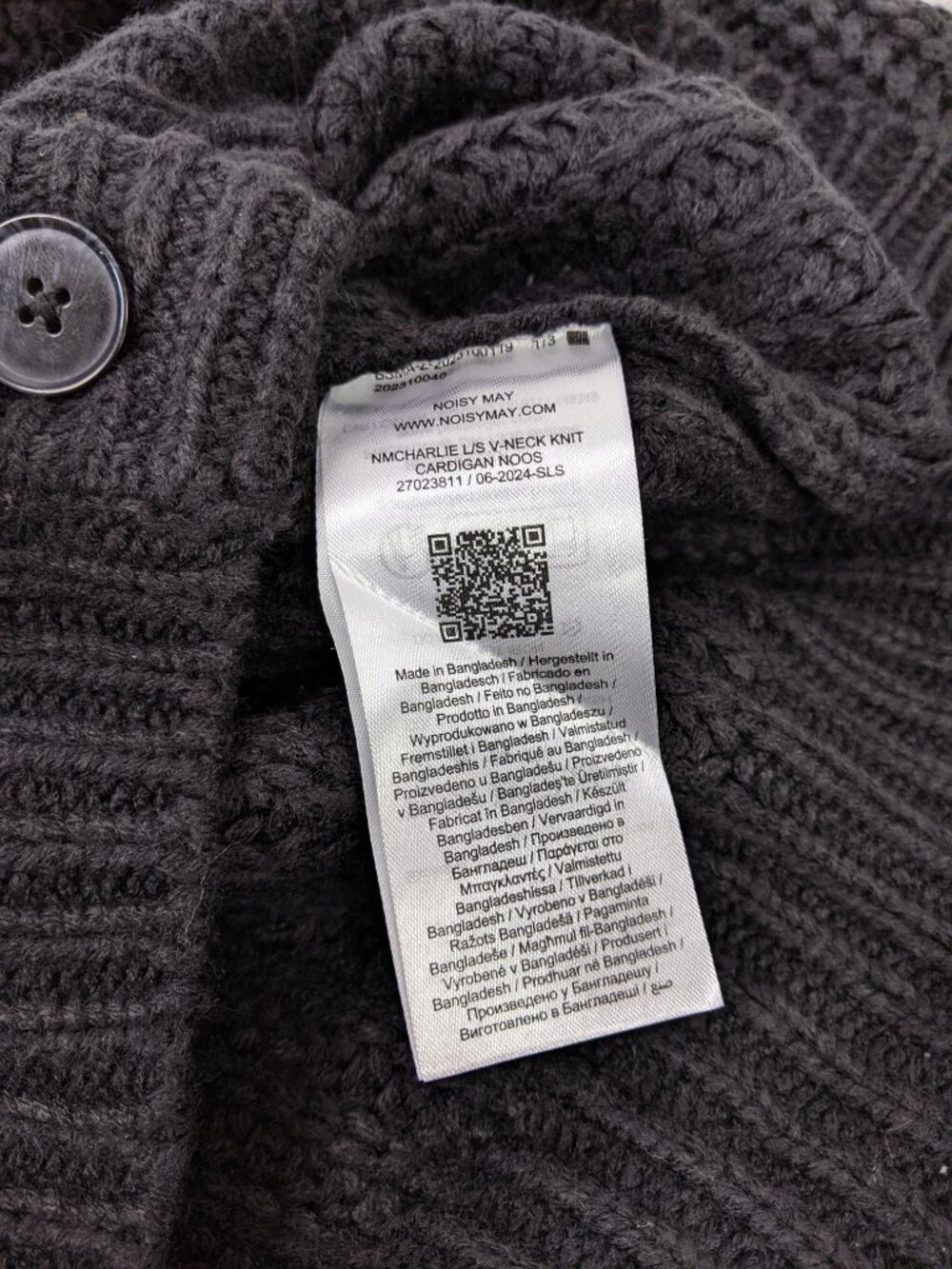 Noisy May Charlie Chunky Knit V-Neck Cardigan Sweater Charcoal Gray Womens XS - Picture 6 of 7